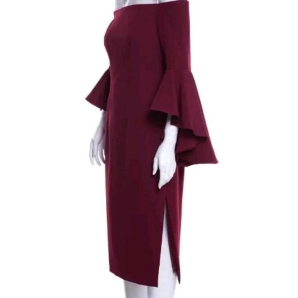 Milly Burgundy Off-Shoulder Long Sleeve Dress Size 8